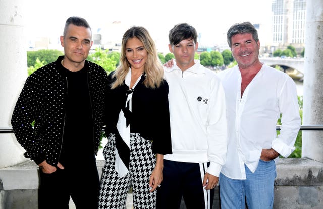 Robbie Williams, Ayda Field, Louis Tomlinson and Simon Cowell attending the X Factor photocall  