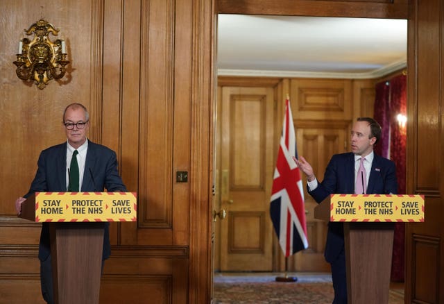 Chief scientific adviser, Sir Patrick Vallance (left) and Health Secretary Matt Hancock (Pippa Fowles/10 Downing Street/PA)