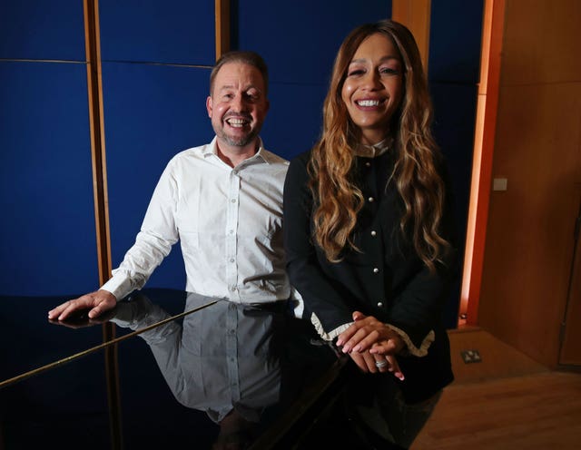 Cilla Black's son Robert Willis and Rebecca Ferguson at Abbey Road Studios