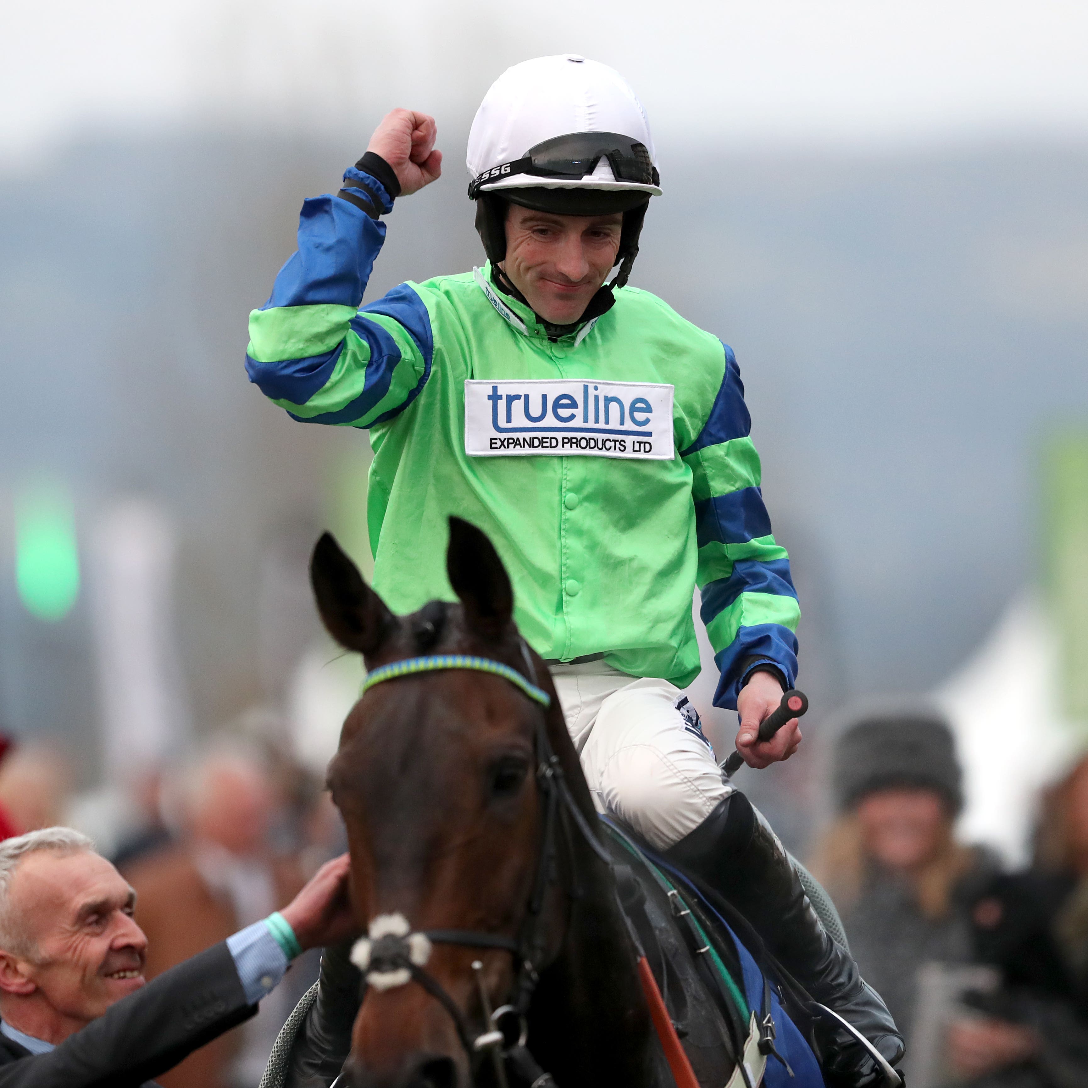 Brian Hughes celebrates after winning on Ballyalton at Cheltenham