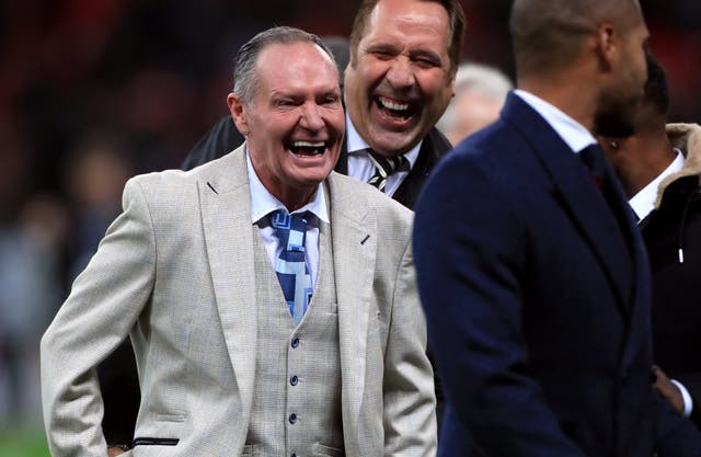 Paul Gascoigne (left) was enjoying himself at Wembley