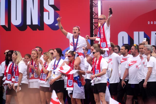 England celebrate on stage