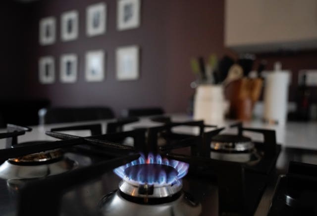 Gas hob burning on a stove