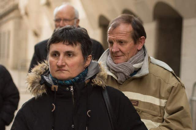 Sophie Lionnet’s mother Catherine Devallonne and father Patrick Lionnet outside the Old Bailey (Dominic Lipinski/PA)