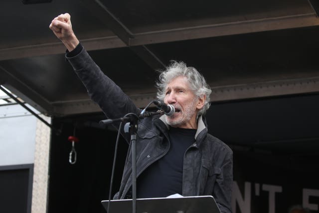 Pink Floyd bassist Roger Waters speaks to crowds gathered in Parliament Square in Westminster, London, protesting Julian Assange’s imprisonment and extradition