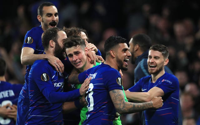 Kepa Arrizabalaga made two saves as Chelsea beat Eintracht Frankfurt on penalties