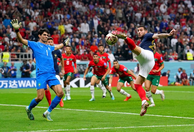 Theo Hernandez scores France's first goal