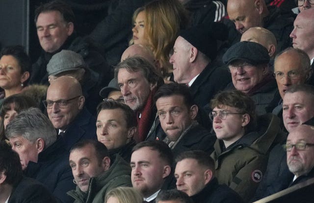 Sir Jim Ratcliffe sat next to Sir Dave Brailsford and Sir Alex Ferguson at Old Trafford