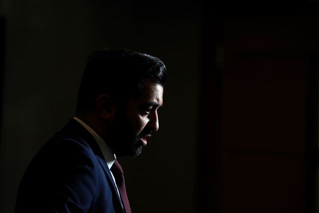 Humza Yousaf delivers a speech