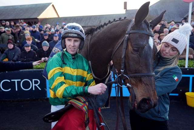 Fact To File and jockey Mark Walsh after winning the John Durkan at Punchestown 