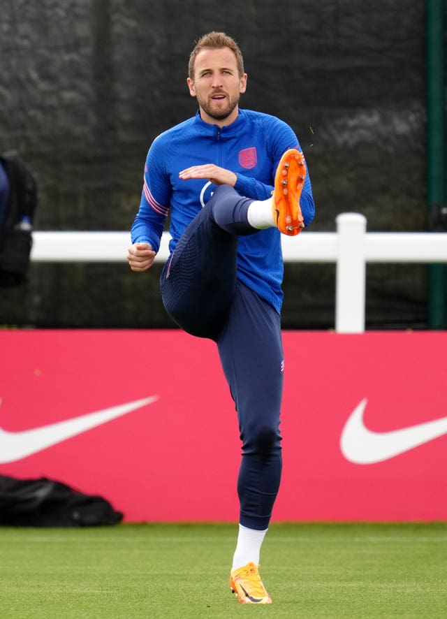 Harry Kane in training ahead of the match with Hungary