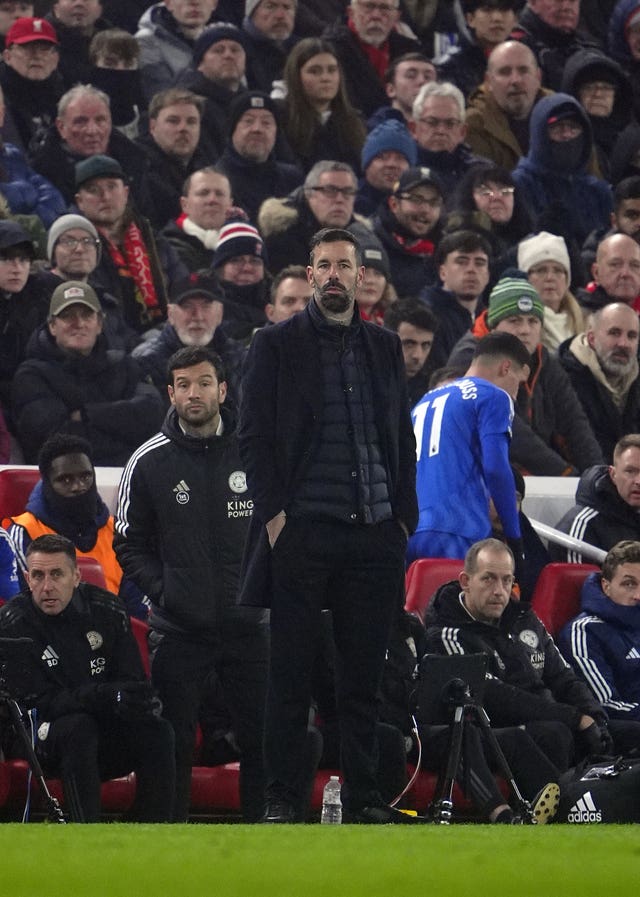 Ruud van Nistelrooy watches Leicester's game against Liverpool