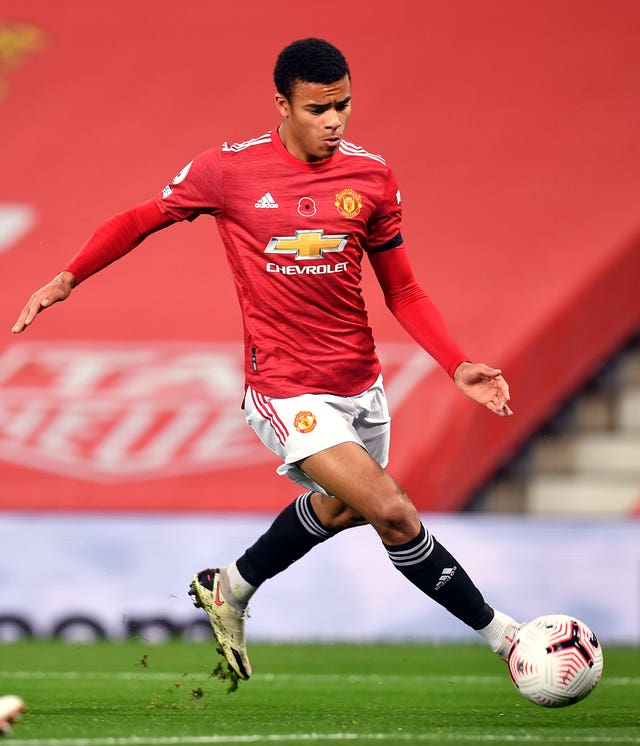 Mason Greenwood during a Premier League match against Arsenal at Old Trafford