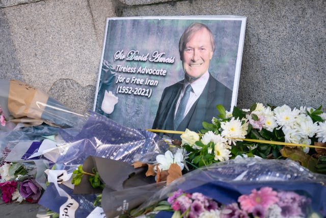 Tributes to Sir David Amess outside the Houses of Parliament