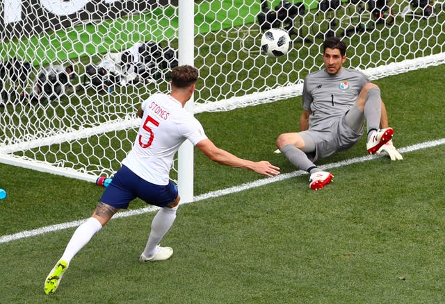 Stones scores his second - and England's fourth - from close range