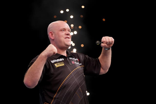 Michael Van Gerwen celebrates winning