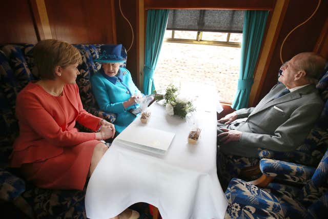The First Minister took a ride with Queen and Duke of Edinburgh on the day the monarch became Britain’s longest reigning in 2015 