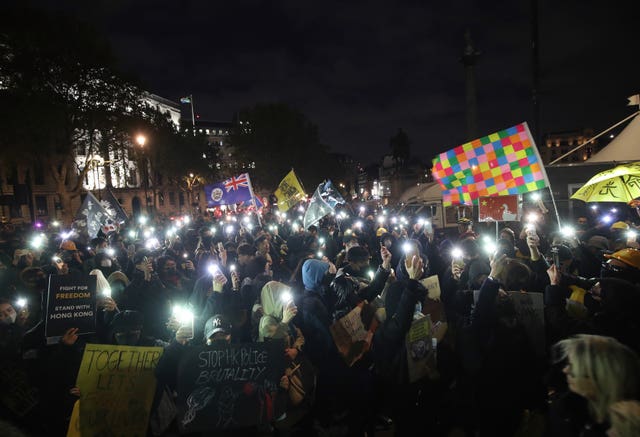 Hong Kong Democracy Protest Trafalgar Square London