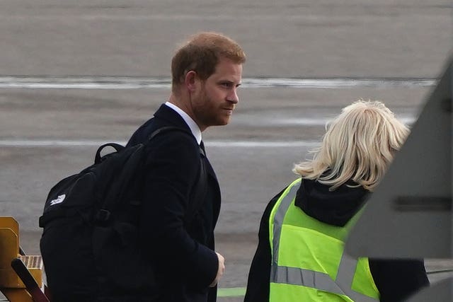 The Duke of Sussex at Aberdeen Airport as he travels to London 