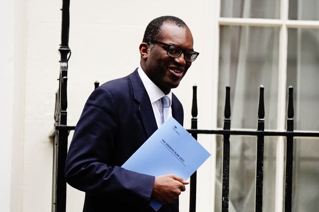 Chancellor of the Exchequer Kwasi Kwarteng leaves 11 Downing Street 