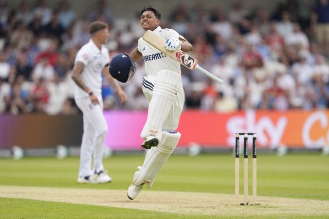 Yashasvi Jaiswal celebrates his century