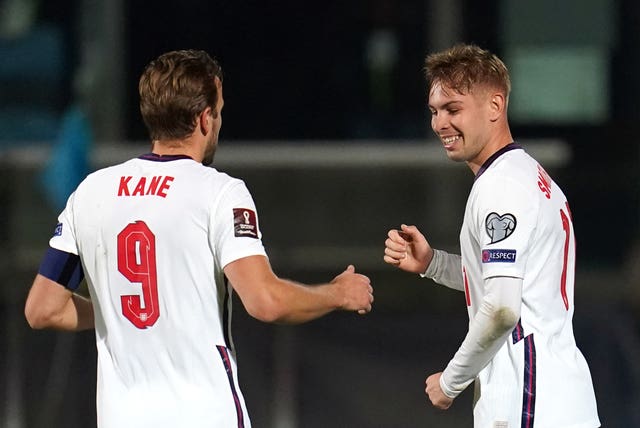 Emile Smith Rowe scored his first senior England goal in a 10-0 win over San Marino