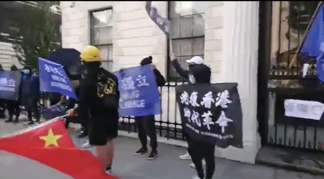  A screengrab of one protest shown in the trial at the Old Bailey