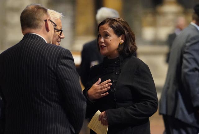 Sinn Fein leader Mary Lou McDonald attends the Remembrance Sunday service at Saint Patrick’s Cathedral in Dublin