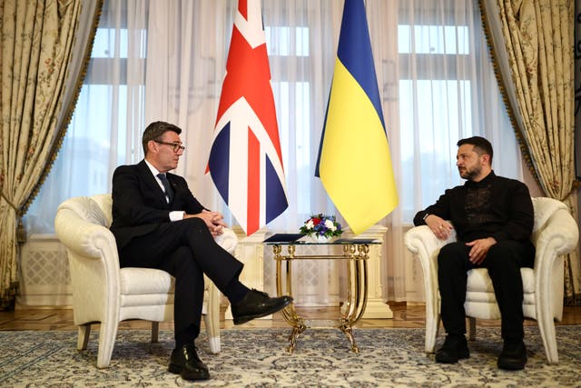 Ukraine’s President Volodymyr Zelensky (right) with Prime Minister Andy Burnham (left)