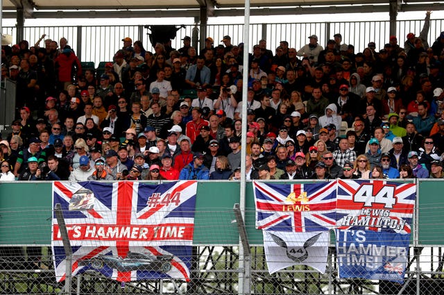 Lewis Hamilton supporters pictured at the 2019 British Grand Prix at Silverstone