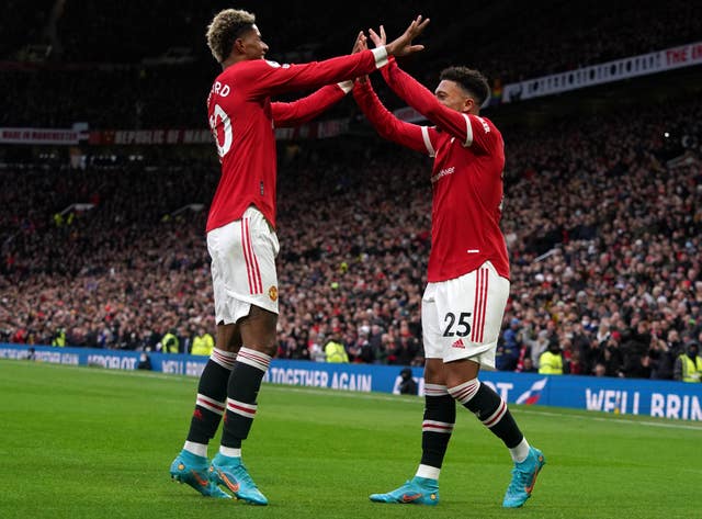 Marcus Rashford and Jadon Sancho celebrate