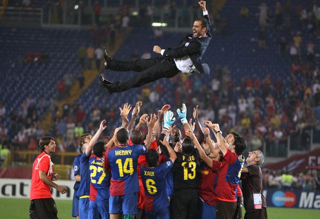 Guardiola twice led Barcelona to Champions League glory