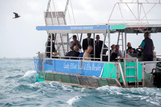 The Prince of Wales during a visit to the Great Barrier Reef (Steve Parsons/PA)