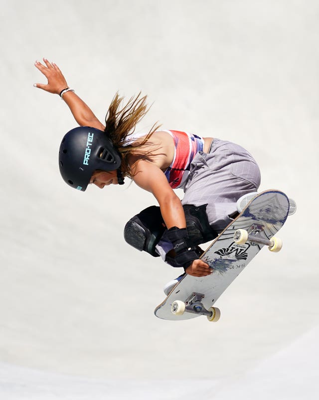 Great Britain's Sky Brown completes a move in the Park final in the Tokyo Games. Aged just 13 years and 28 days, Park became the youngest Briton to win an Olympic medal when she claimed bronze