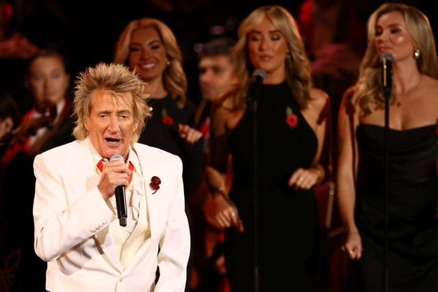 Sir Rod Stewart performing during the annual Royal British Legion Festival of Remembrance at the Royal Albert Hall