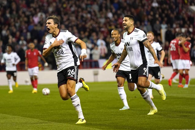 Joao Palhinha, left, put Fulham ahead at the City Ground (Tim Goode/PA)