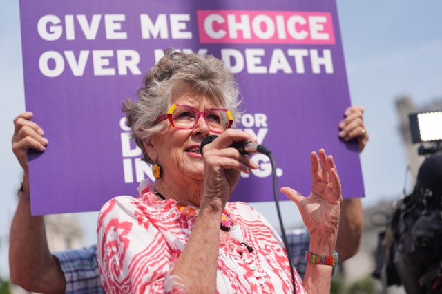 Dame Prue Leith at a demo in Westminster