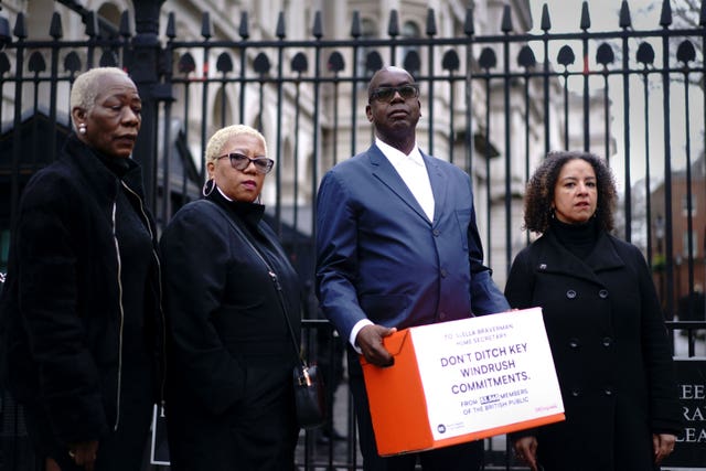 Patrick Vernon (second right) with other Windrush campaigners (Victoria Jones/PA)