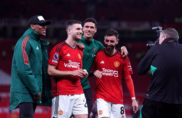 Bruno Fernandes, right, returned to the Manchester United side as they beat Newcastle 