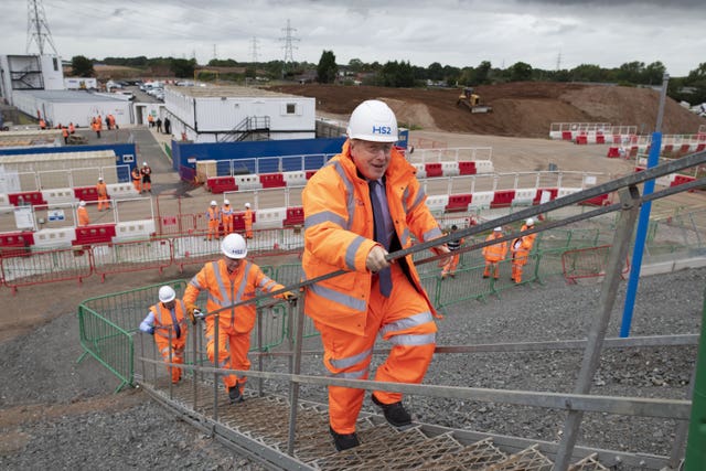 Prime Minister Boris Johnson marks the project's formal beginning of construction at an event in Solihull, West Midlands