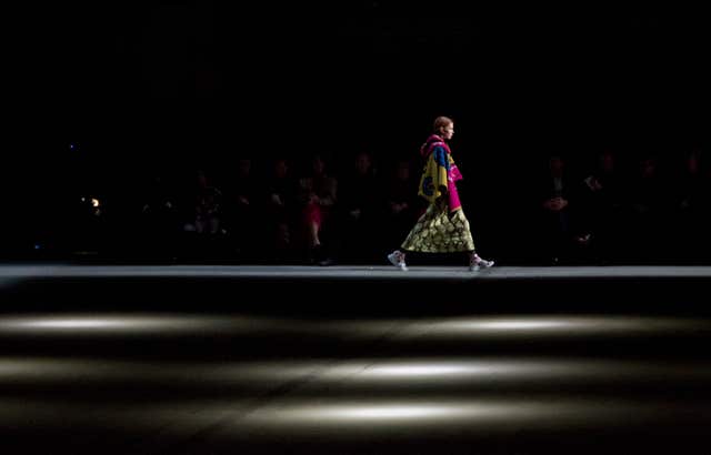 Models on the catwalk during the Burberry Autumn/Winter 2018 London Fashion Week show at the Dimco Buildings in west London (Isabel Infantes/PA)