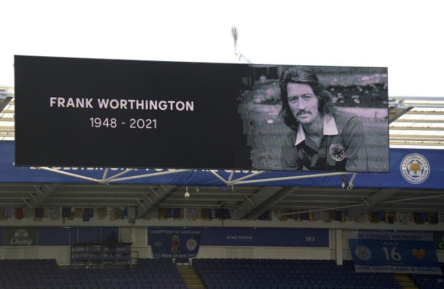 A minute's applause for Frank Worthington was observed before Leicester played Manchester City on April 3