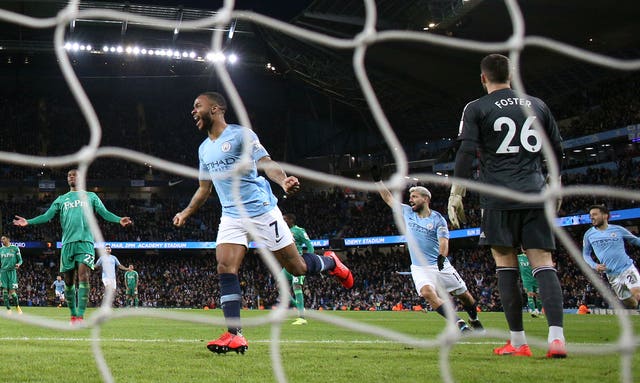 Raheem Sterling found the net three times as Manchester City remained top of the Premier League with a 3-1 win against Watford 