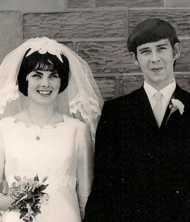 Undated family handout photo of David Hunter, 74, and Janice Hunter 75, on their wedding day