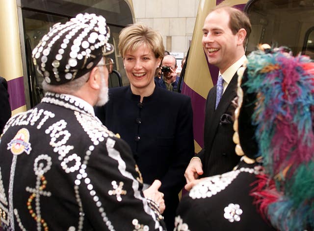 The then Earl and Countess of Wessex meeting Pearly Kings and Queens during the 2002 Golden Jubilee year 