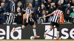 Newcastle United’s Harvey Barnes celebrates his winner (Richard Sellers/PA)