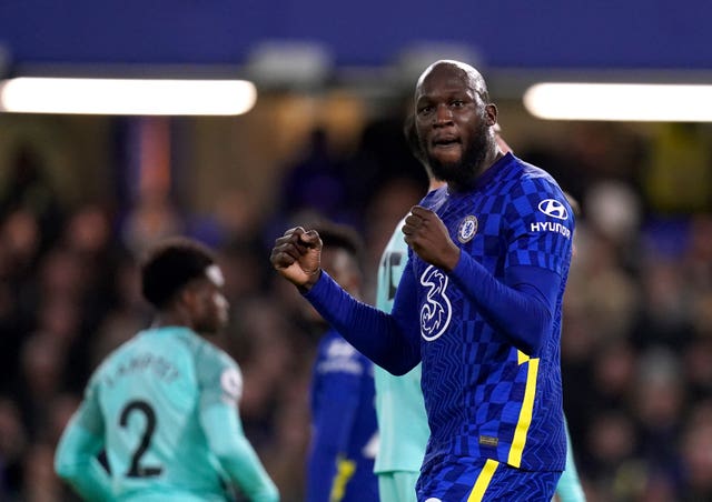 Romelu Lukaku celebrates his goal against Brighton