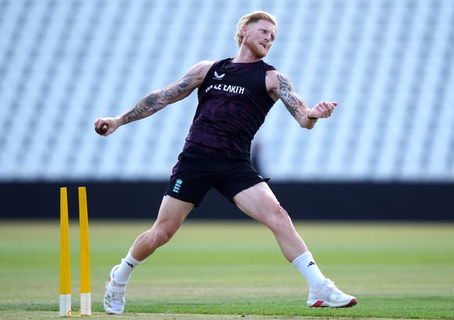 Ben Stokes bowling in training ahead of England's Test against Zimbabwe.