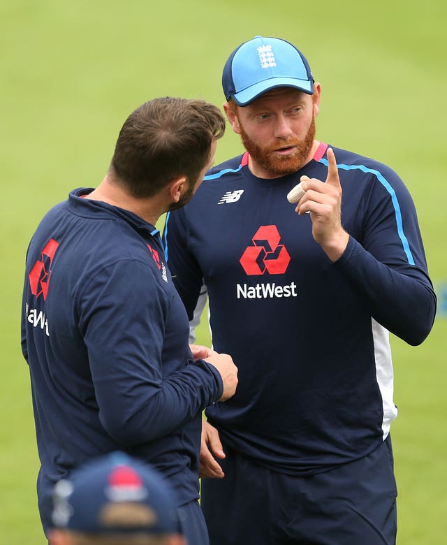 The strapping on Bairstow's injured finger was still clearly visible