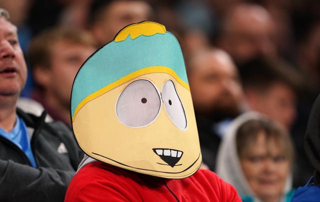 A South Park fan watches on at the Etihad Stadium